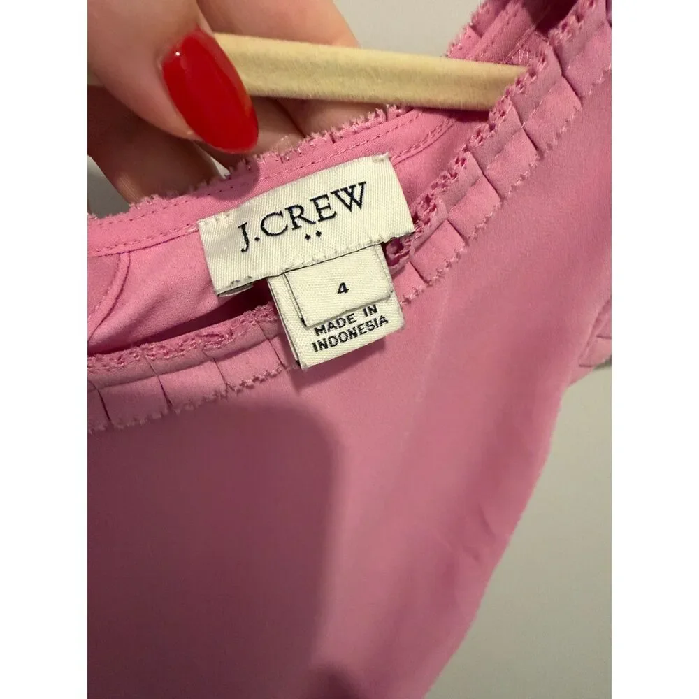 J.Crew Pink Ruffle-Trim Sleeveless Blouse | Size 4